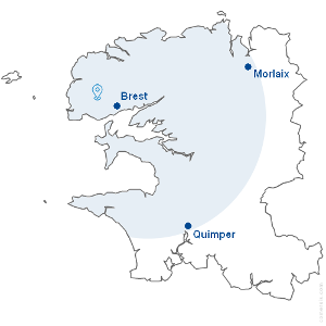 Zone d'intervention de Couverture Vincent dans le Finistère